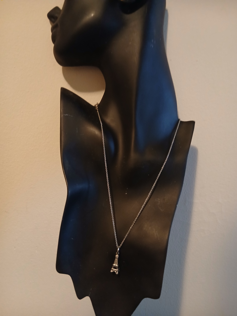 Silver Eiffel Tower Pendant with Necklace - photo 3