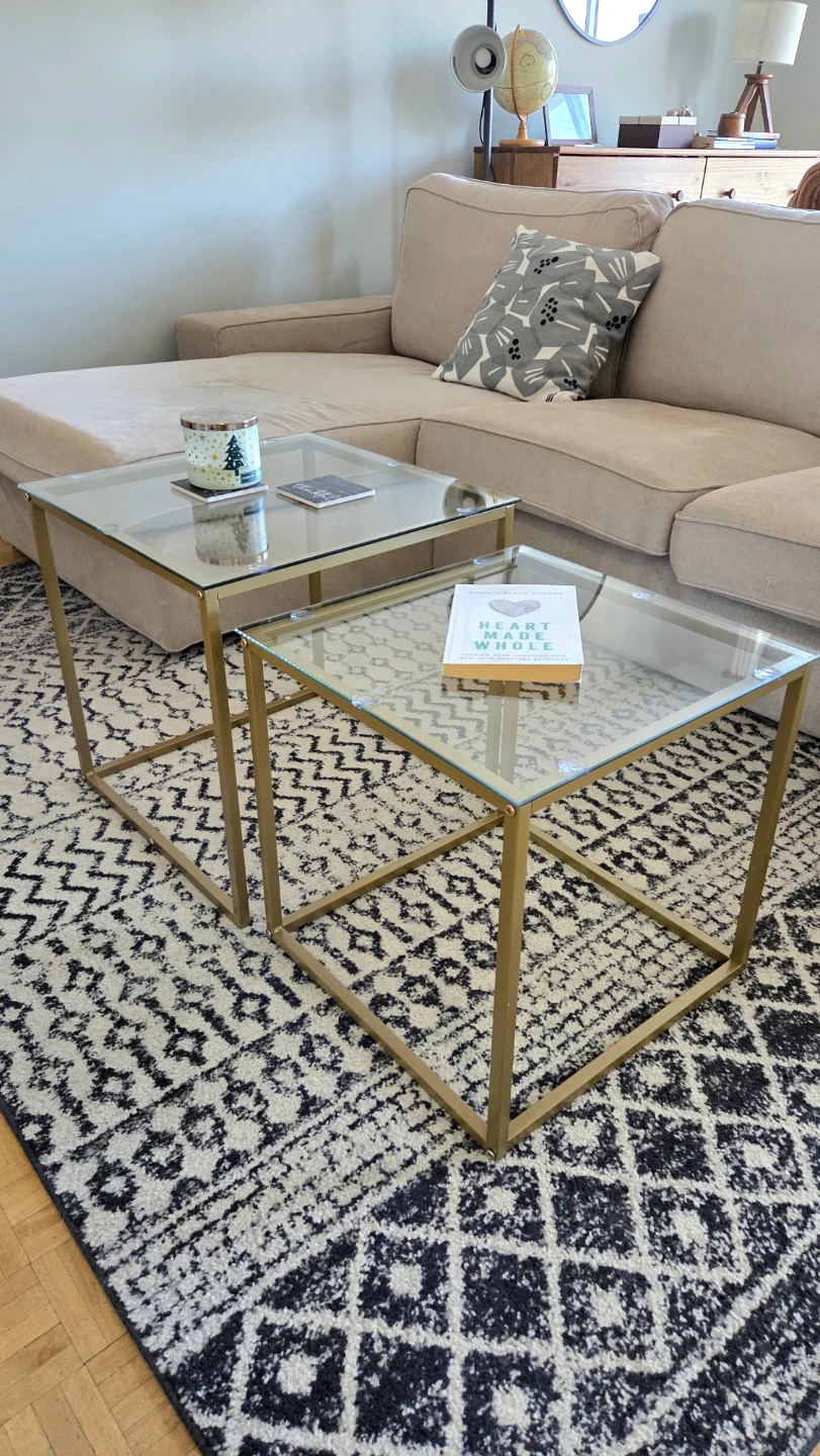 Gold Glass Nesting Coffee Tables set (2 new pcs)