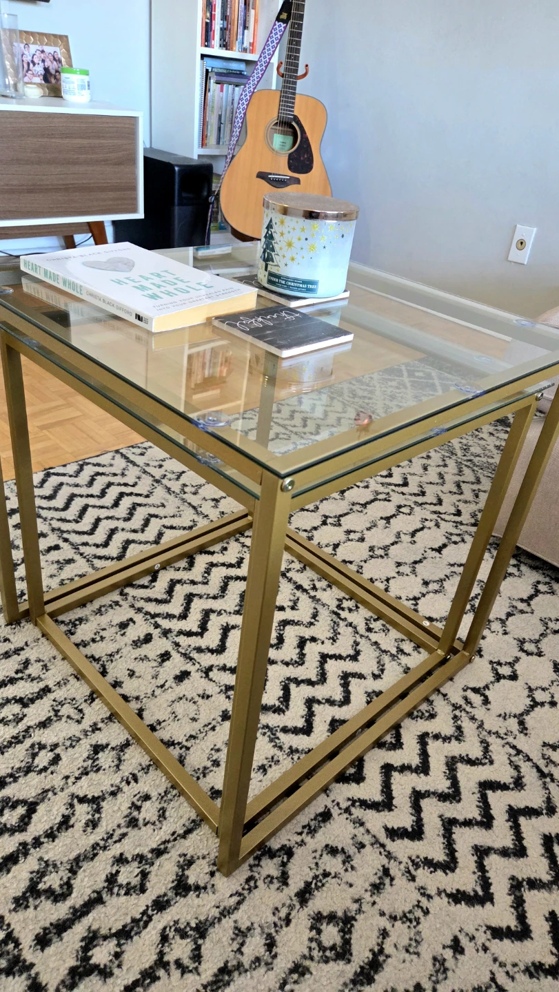 Gold Glass Nesting Coffee Tables set (2 new pcs) - photo 2