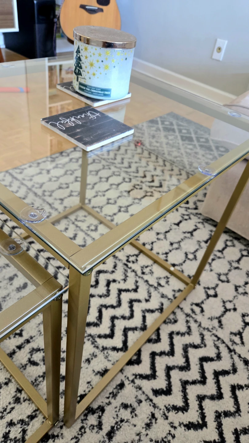 Gold Glass Nesting Coffee Tables set (2 new pcs) - photo 3