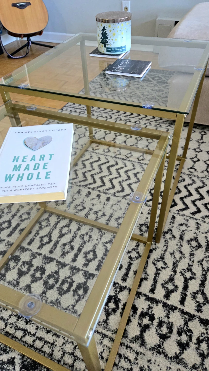 Gold Glass Nesting Coffee Tables set (2 new pcs) - photo 4