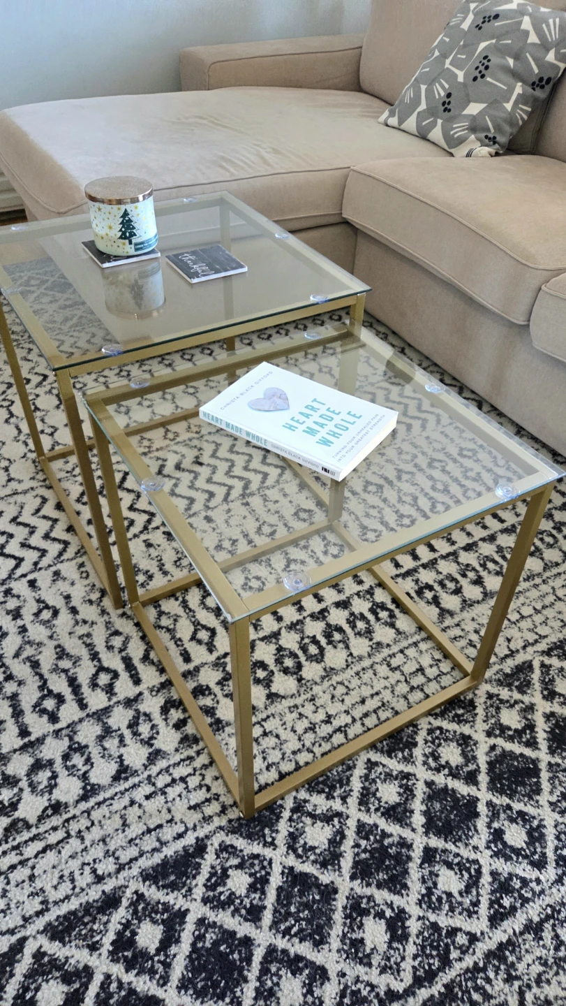 Gold Glass Nesting Coffee Tables set (2 new pcs) - photo 5