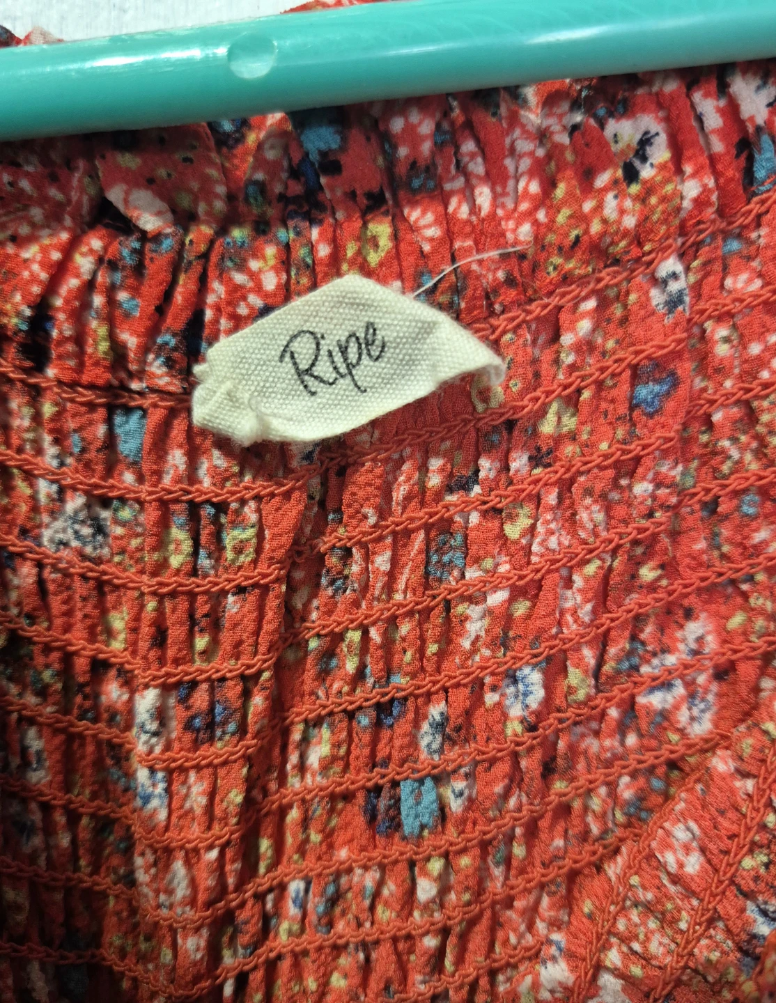 Red Floral Smocked Off-the-Shoulder Midi Dress - photo 5