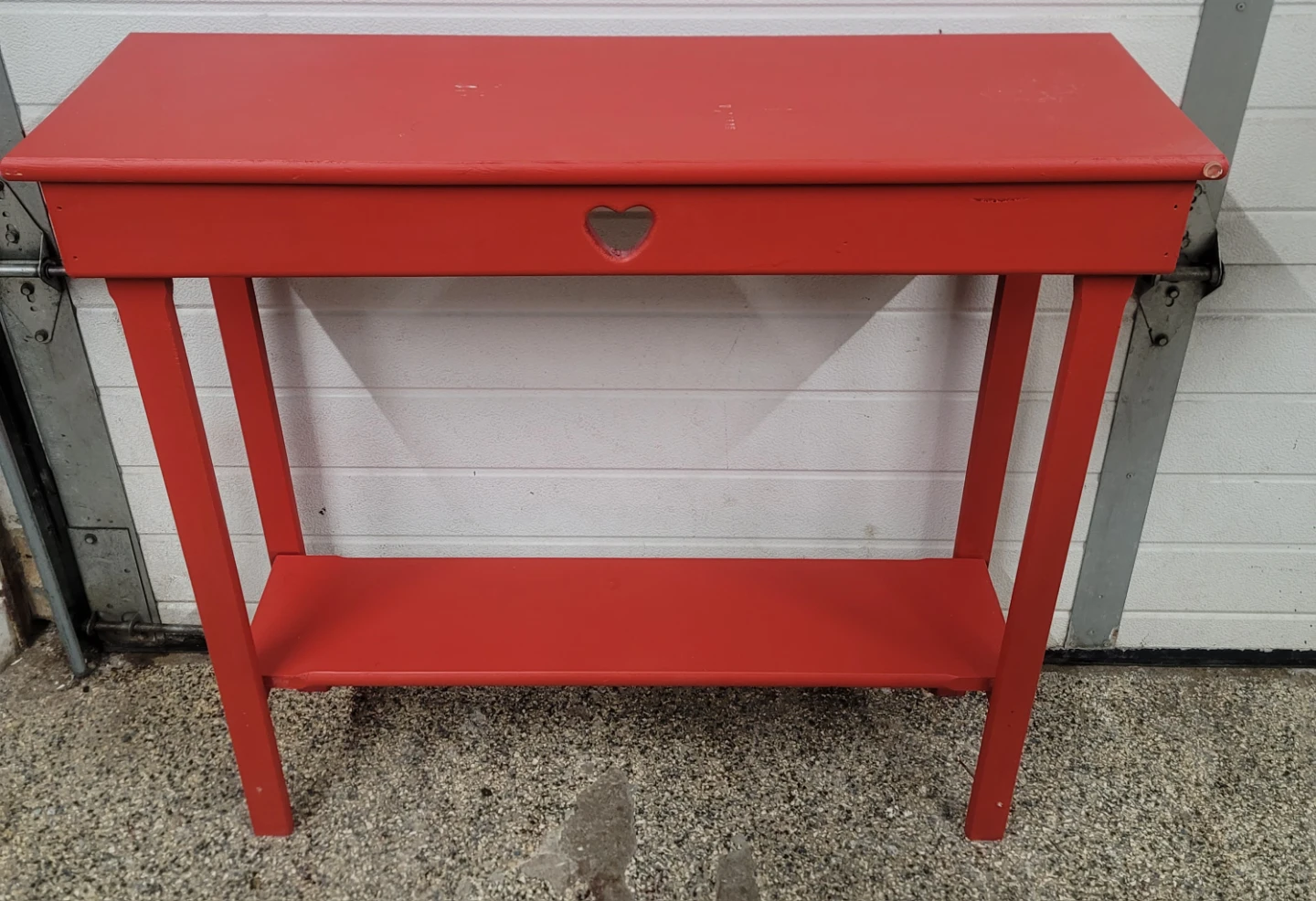 Red Console Table with Heart Cutout