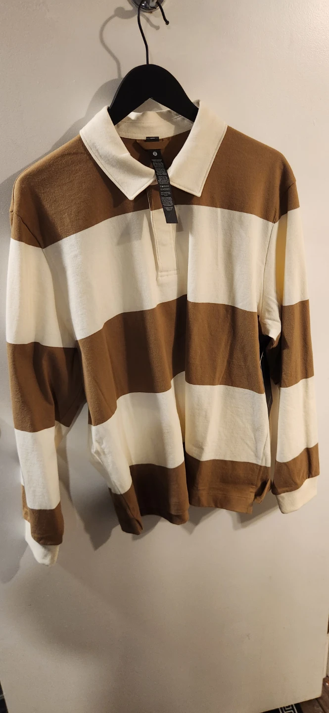 Lululemon Long-Sleeve Cotton Rugby Shirt - Brown & Cream