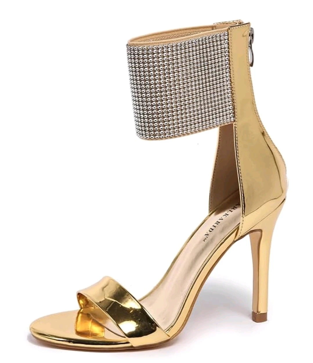 Women’s Gold Rhinestone Ankle Cuff Heels Stiletto Sandals Size 8 - photo 3