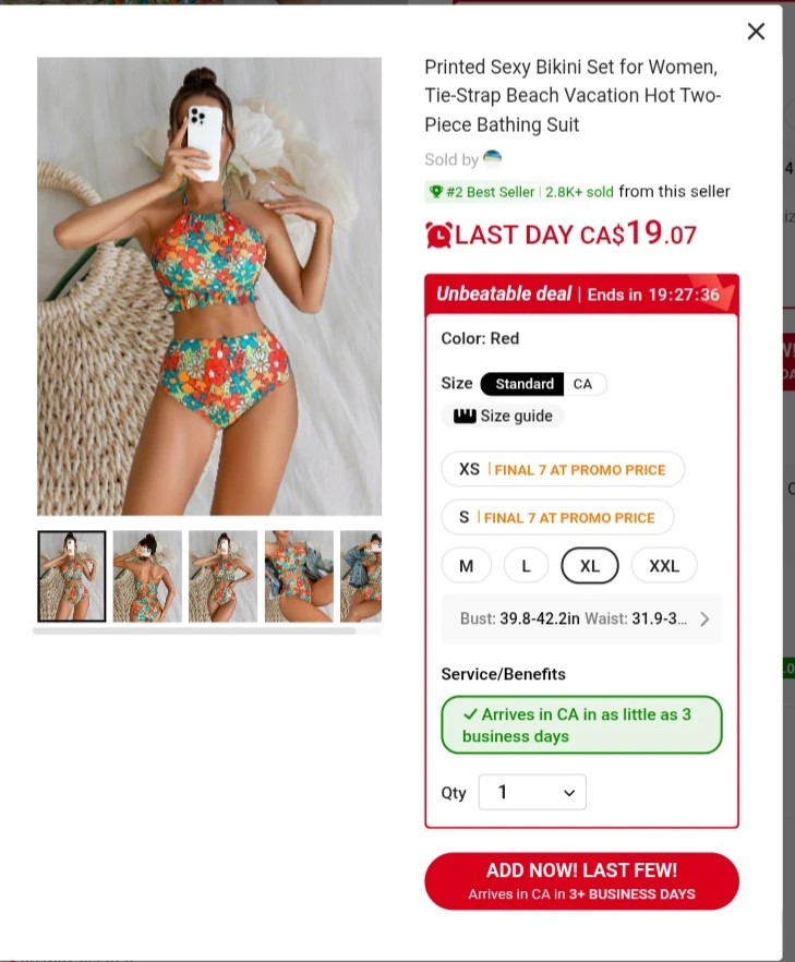 Brand New Printed Bikini Set Size XL - photo 4