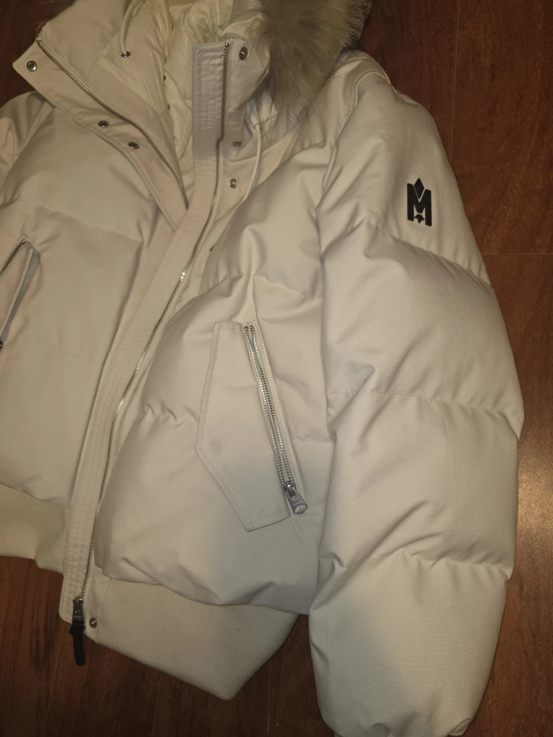 Mackage White Puffer Jacket with Fur Hood - photo 2