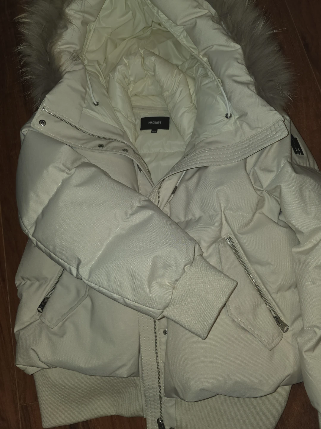 Mackage White Puffer Jacket with Fur Hood - photo 3