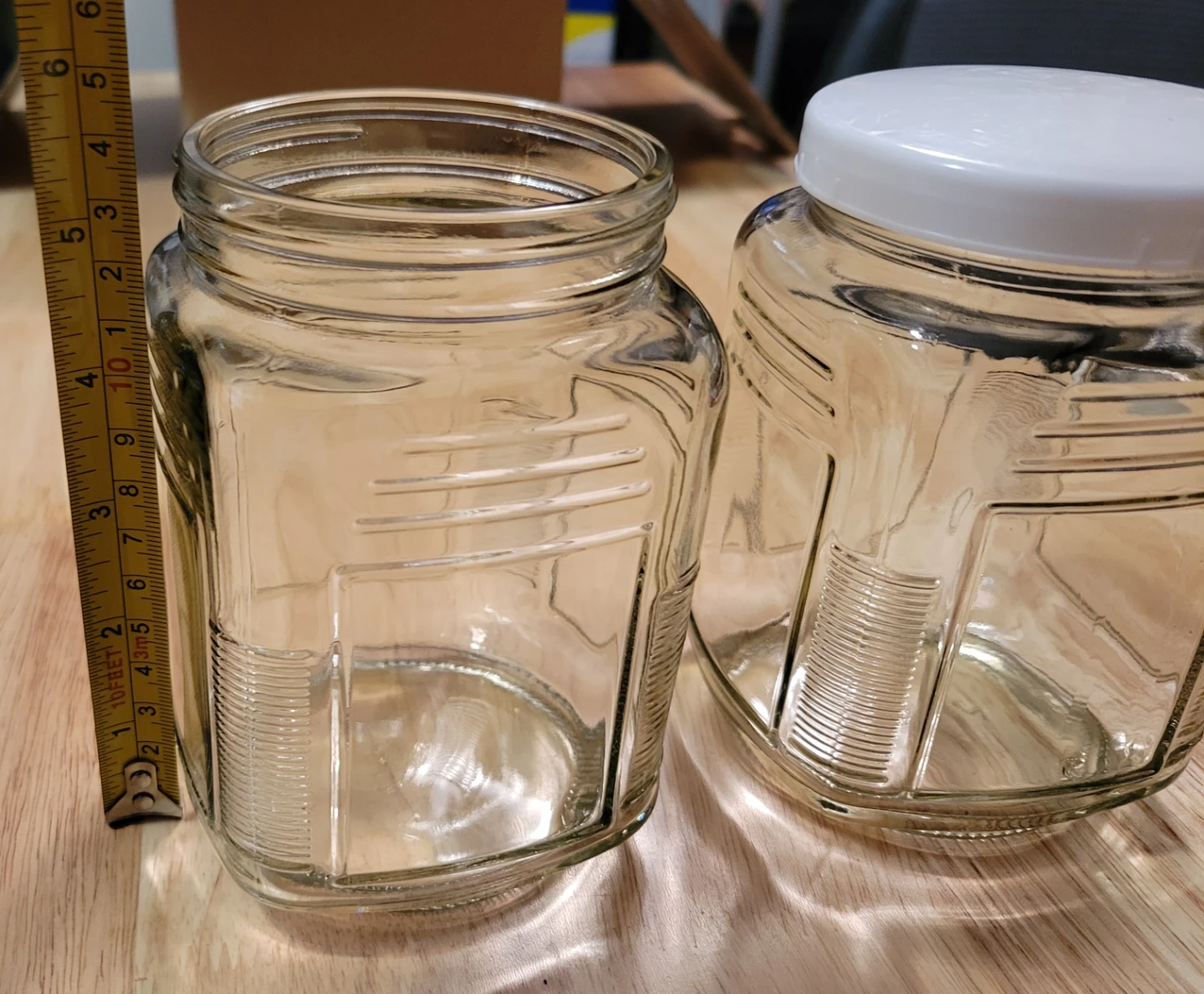 Set of 2 Glass Storage Jars with White Lids - photo 3