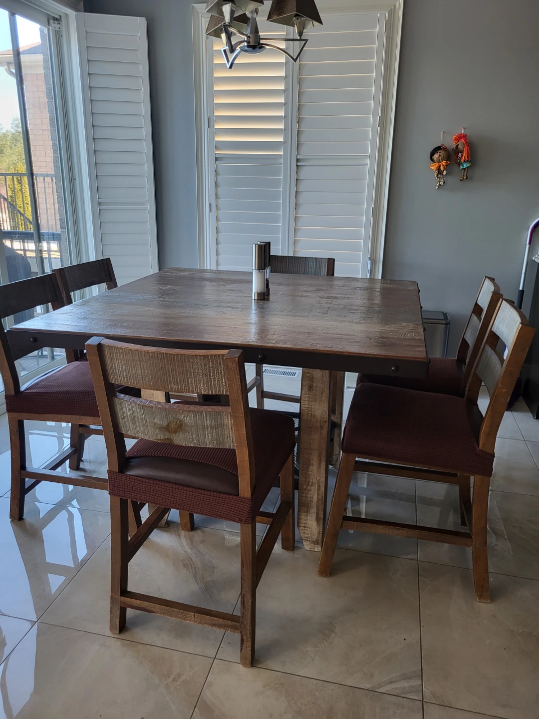 Rustic Farmhouse Dining Table with 4 Chairs