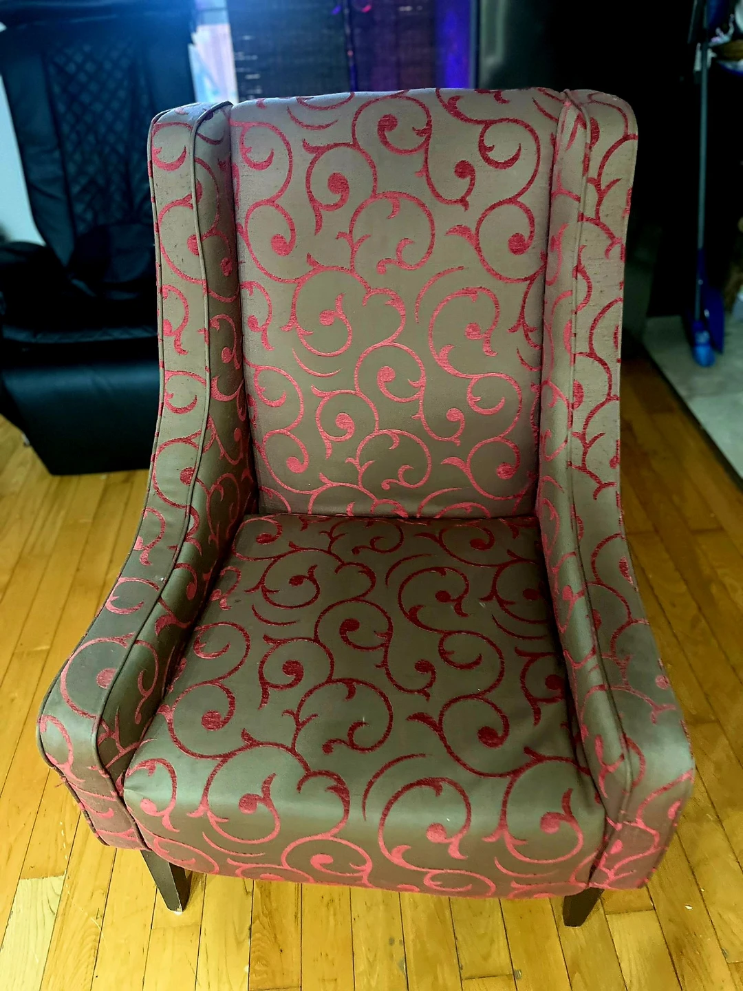 Wingback Accent Chair - Brown & Red Swirl Pattern - photo 5