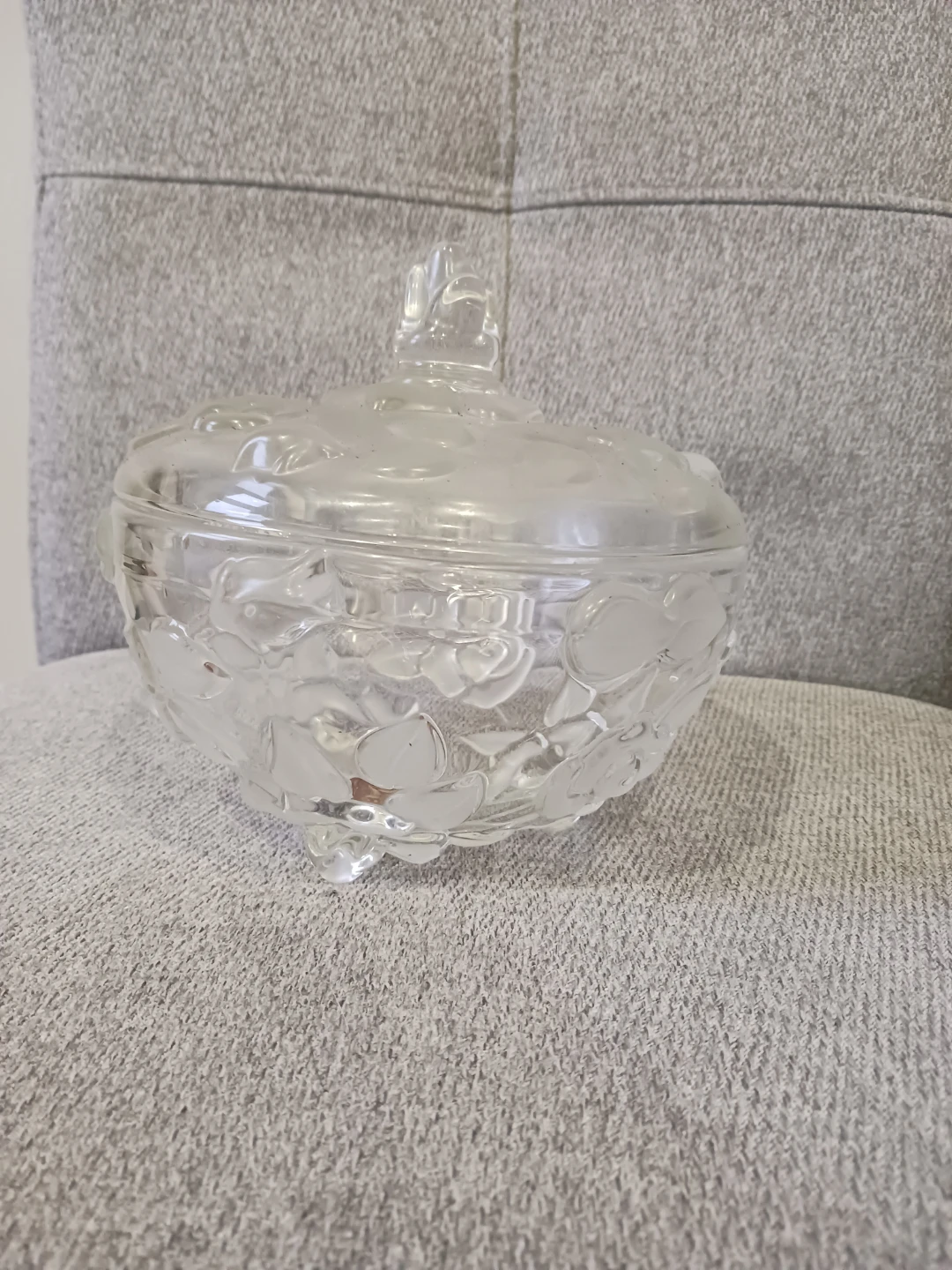 Crystal Candy Dish with Lid - Rose Design
