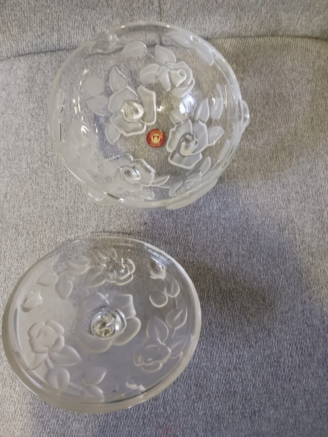 Crystal Candy Dish with Lid - Rose Design - photo 2