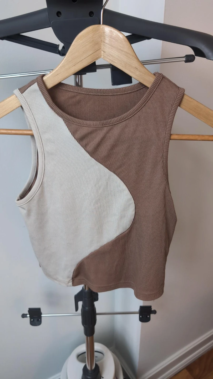 White and Brown Tank Top