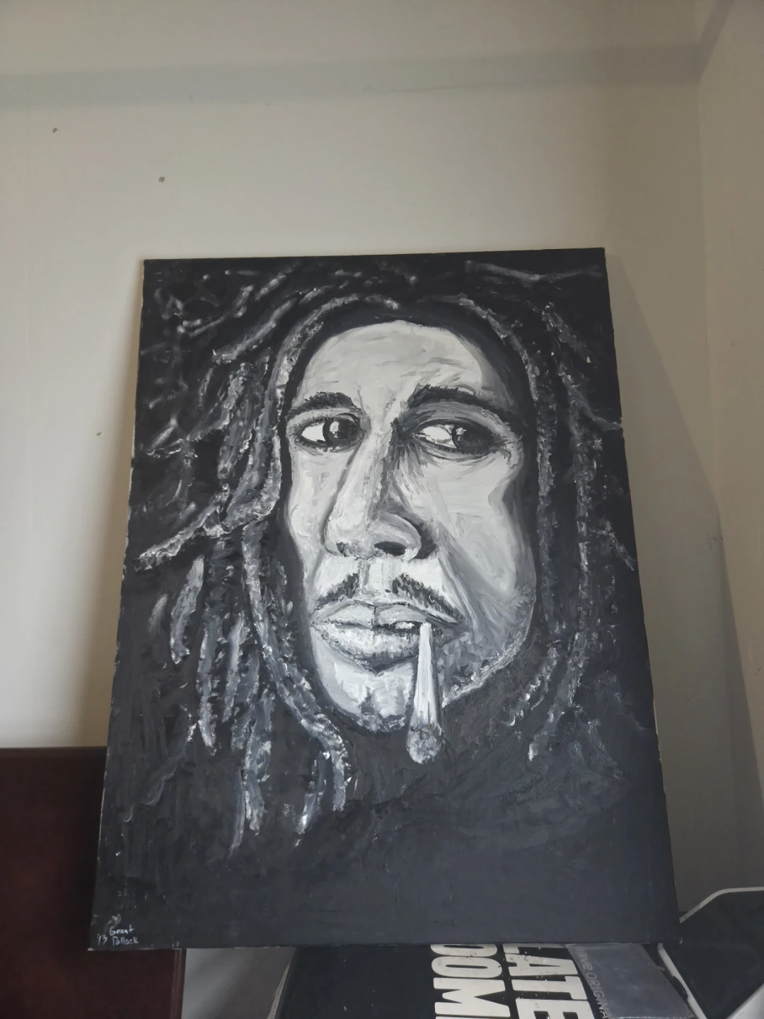 Original Painting of Bob Marley - Black and White - photo 2