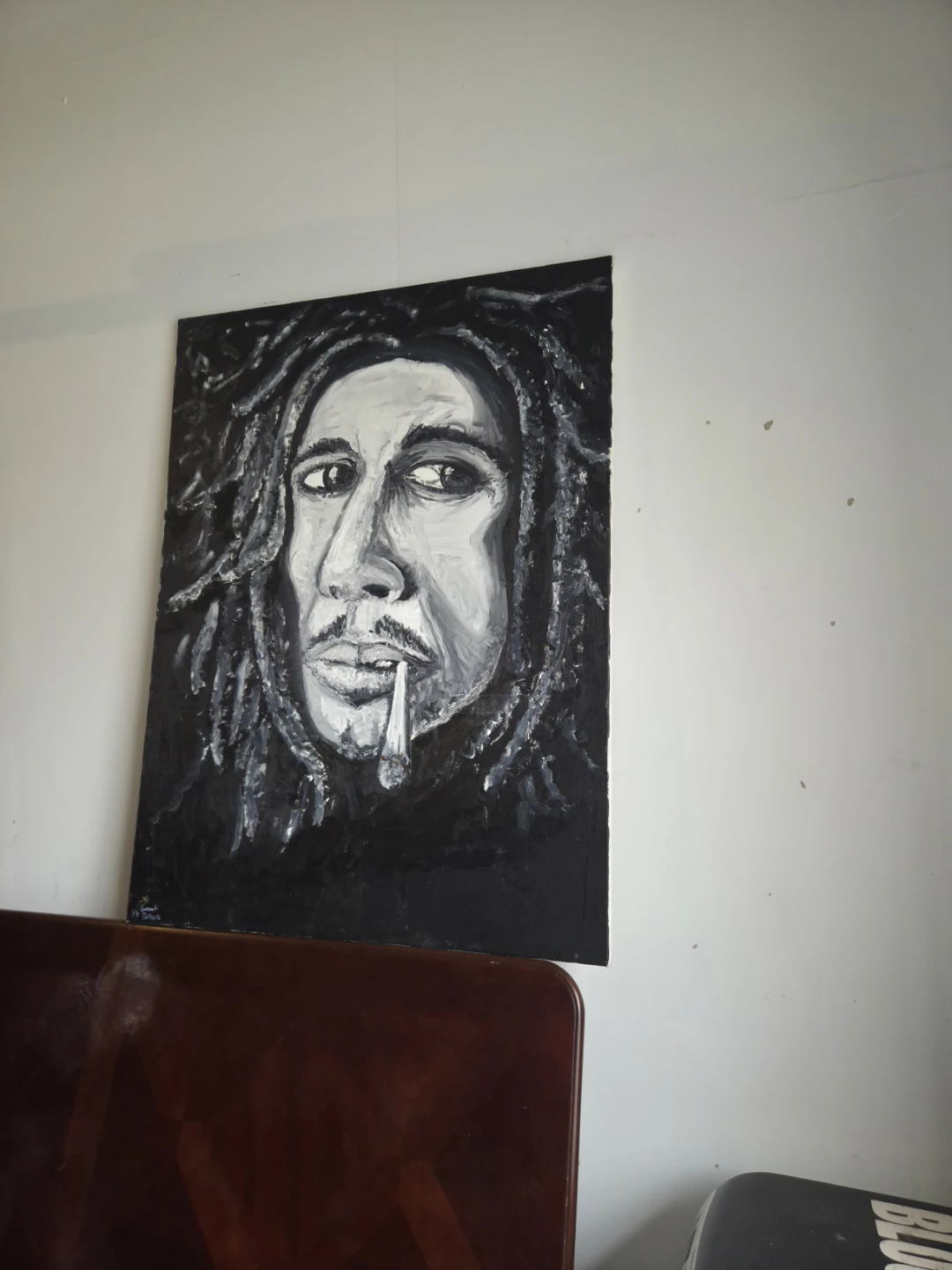 Original Painting of Bob Marley - Black and White - photo 3