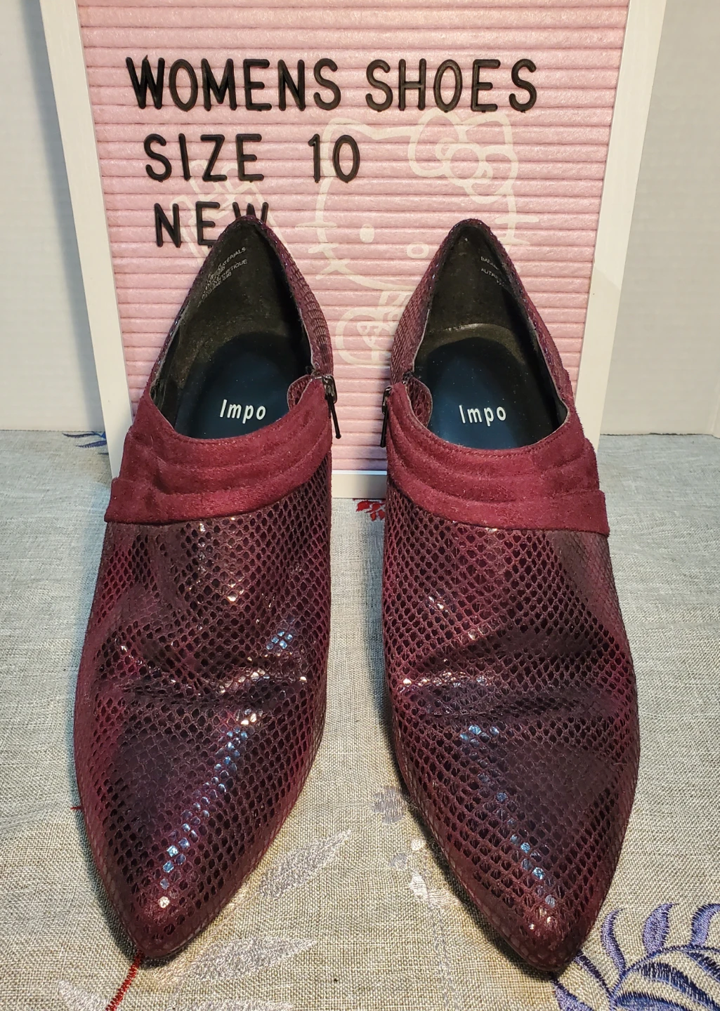 Impo Womens Burgundy Snake Print Ankle Booties - Size 10 - photo 2