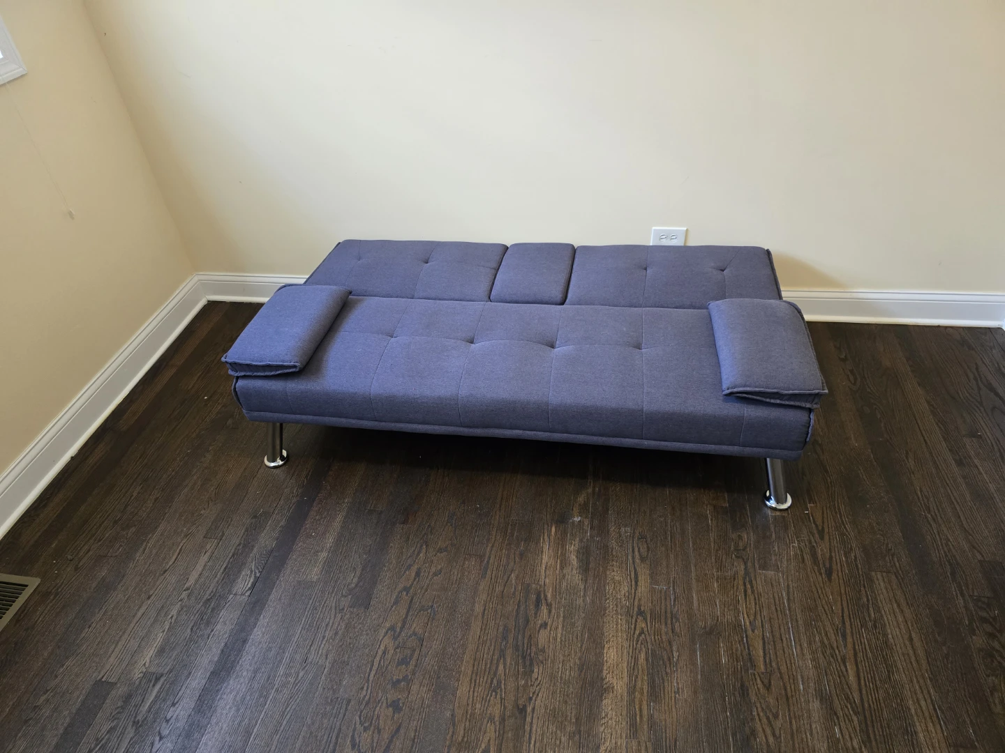 Blue Futon Sofa with Cup Holders - photo 3