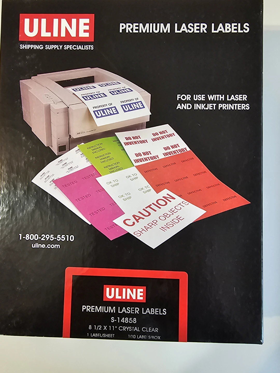 Uline Premium Laser Labels S-14858