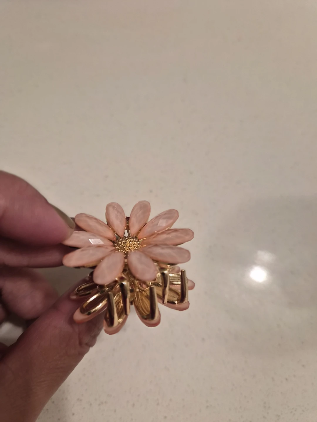 Flower Hair Claw Clip - Pink & Gold - photo 2