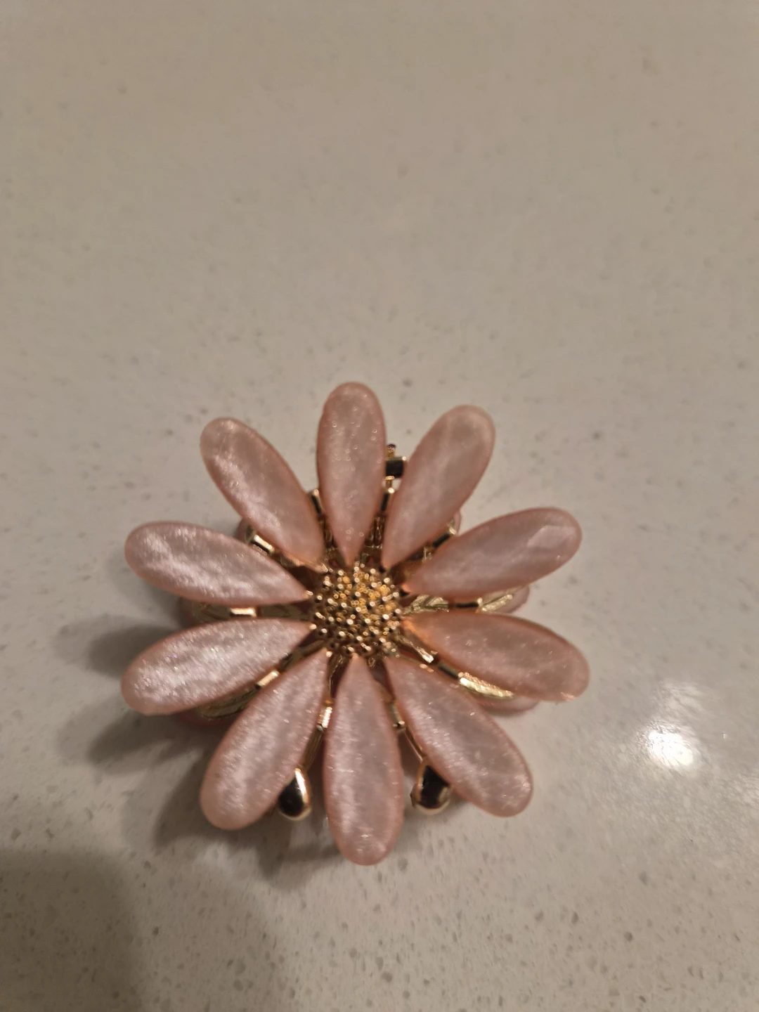 Flower Hair Claw Clip - Pink & Gold - photo 5