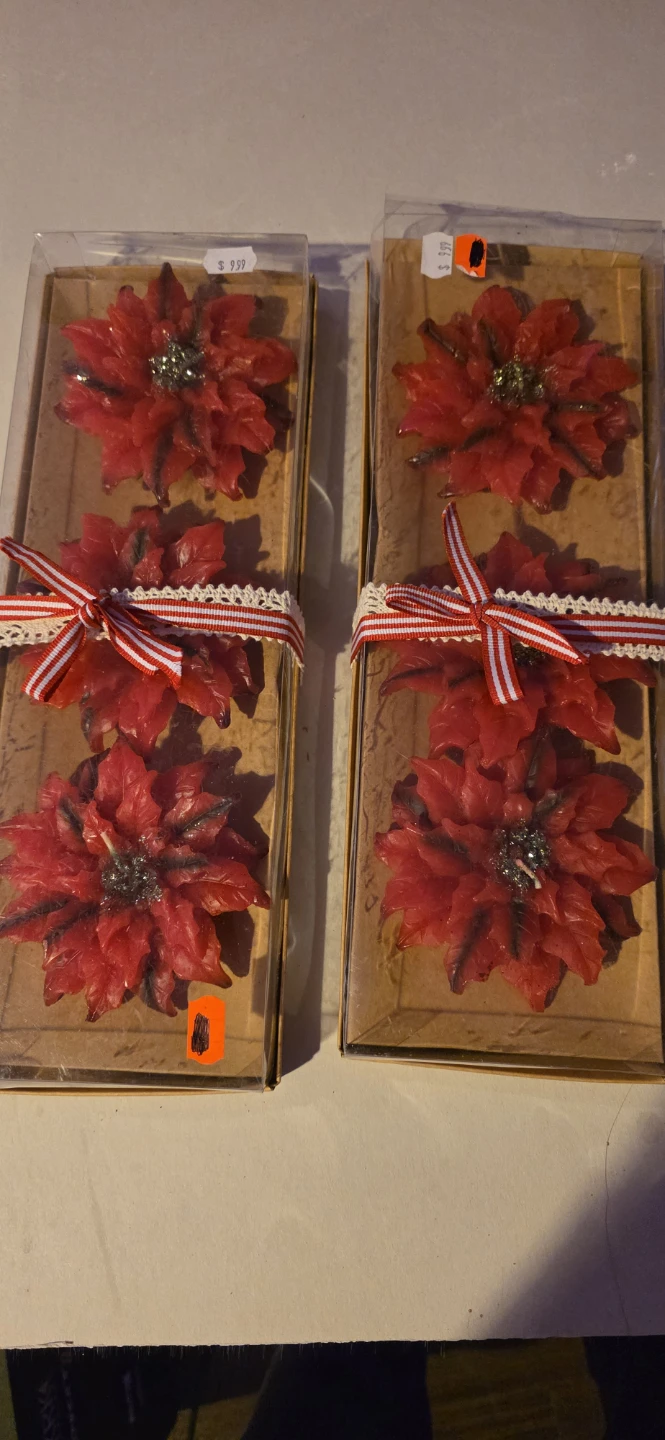 Set of 4 Red Poinsettia Scented Candles