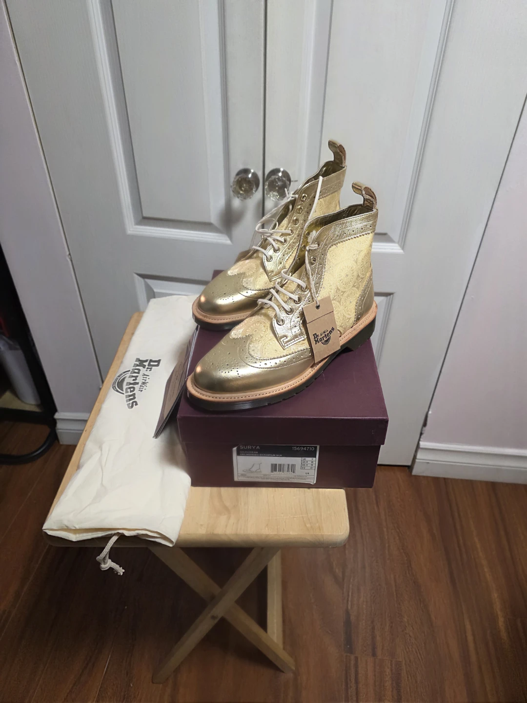 Dr. Martens Gold Brocade Wingtip Boots - photo 3