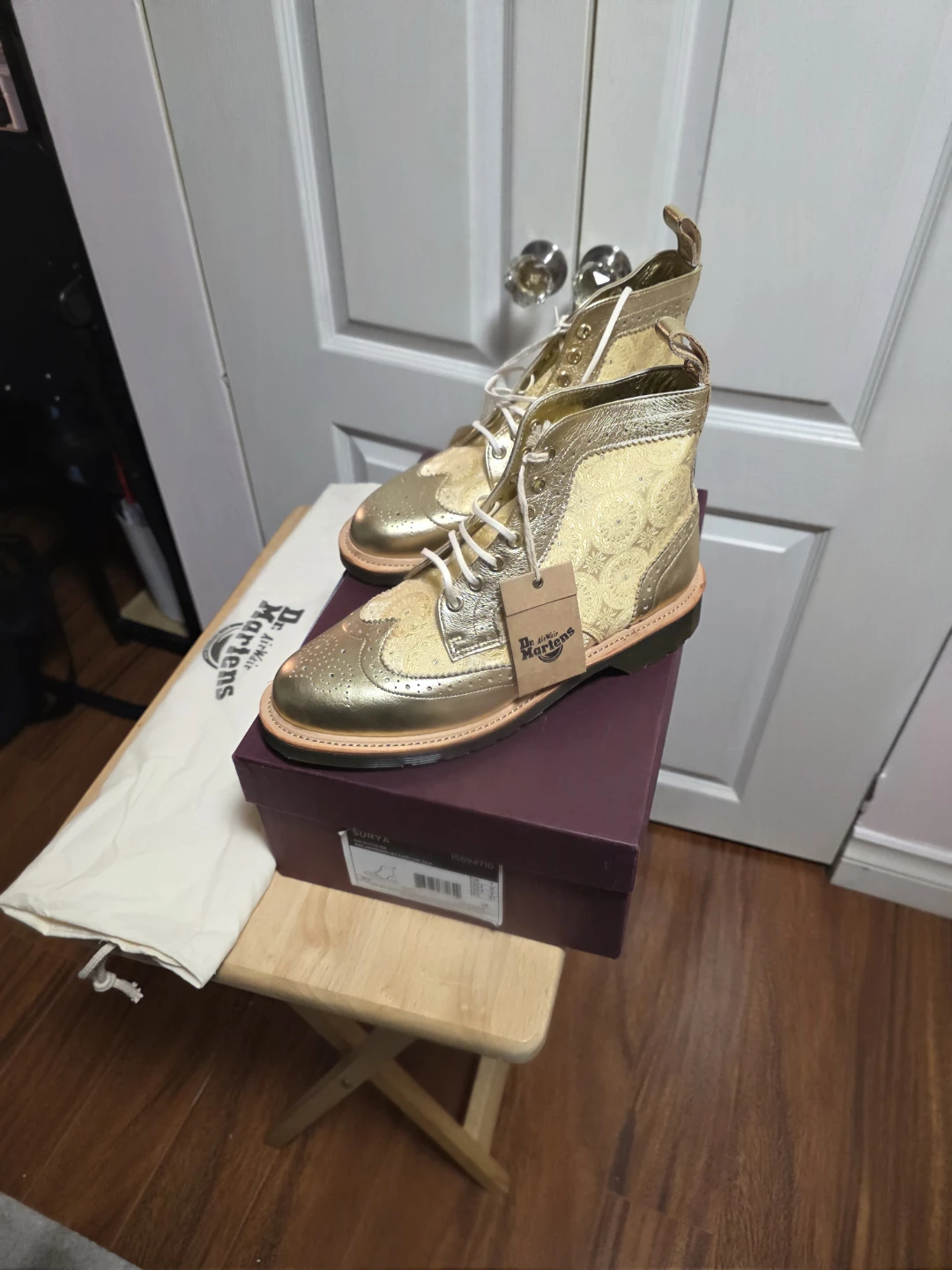 Dr. Martens Gold Brocade Wingtip Boots - photo 4