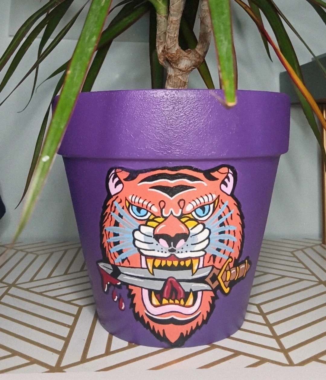 Hand painted Tiger planter