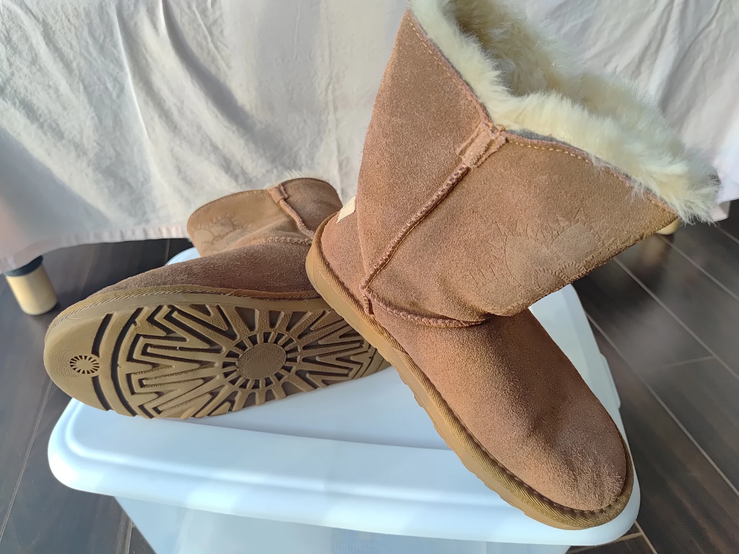 Camel Boots - Brown Suede Sheepskin Lined - photo 5