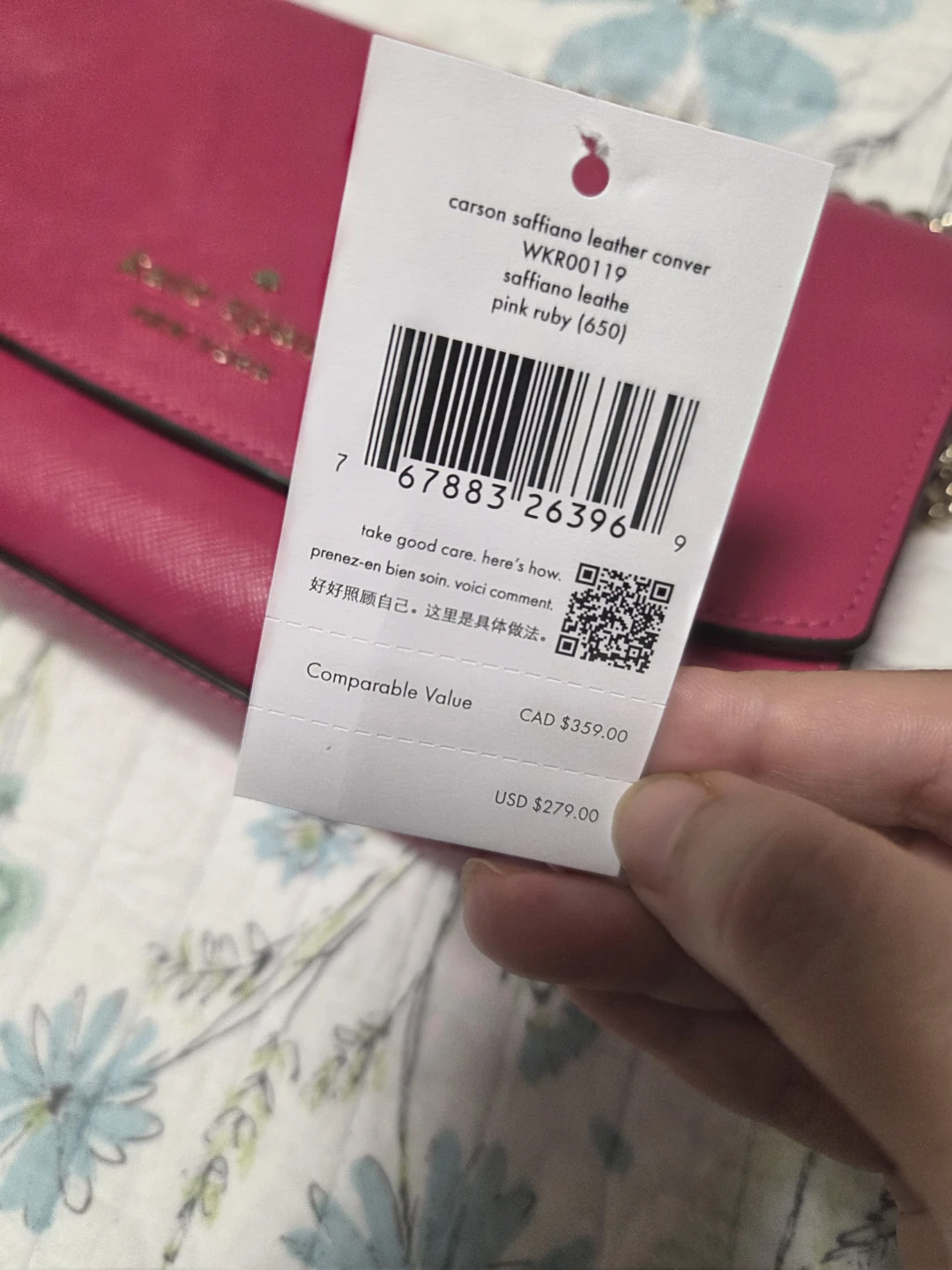 Kate Spade Saffiano Leather Crossbody Wallet - Pink Ruby - photo 4