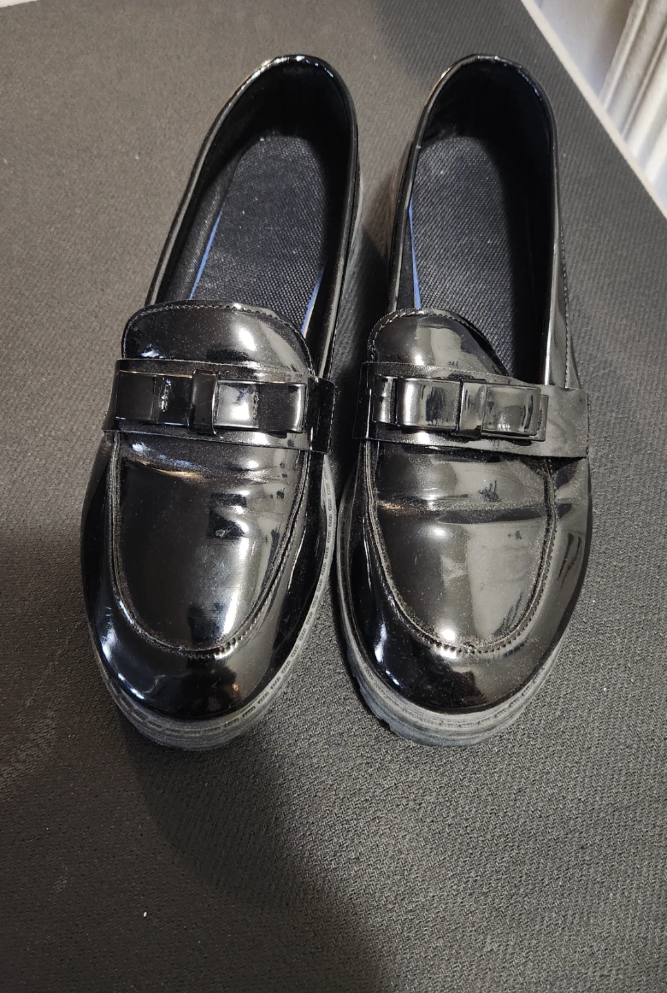 Black patent loafers