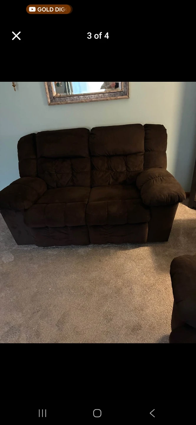 Brown Reclining Loveseat Sofa - photo 2