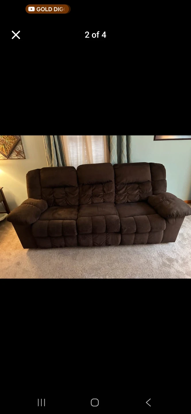 Brown Reclining Loveseat Sofa - photo 3