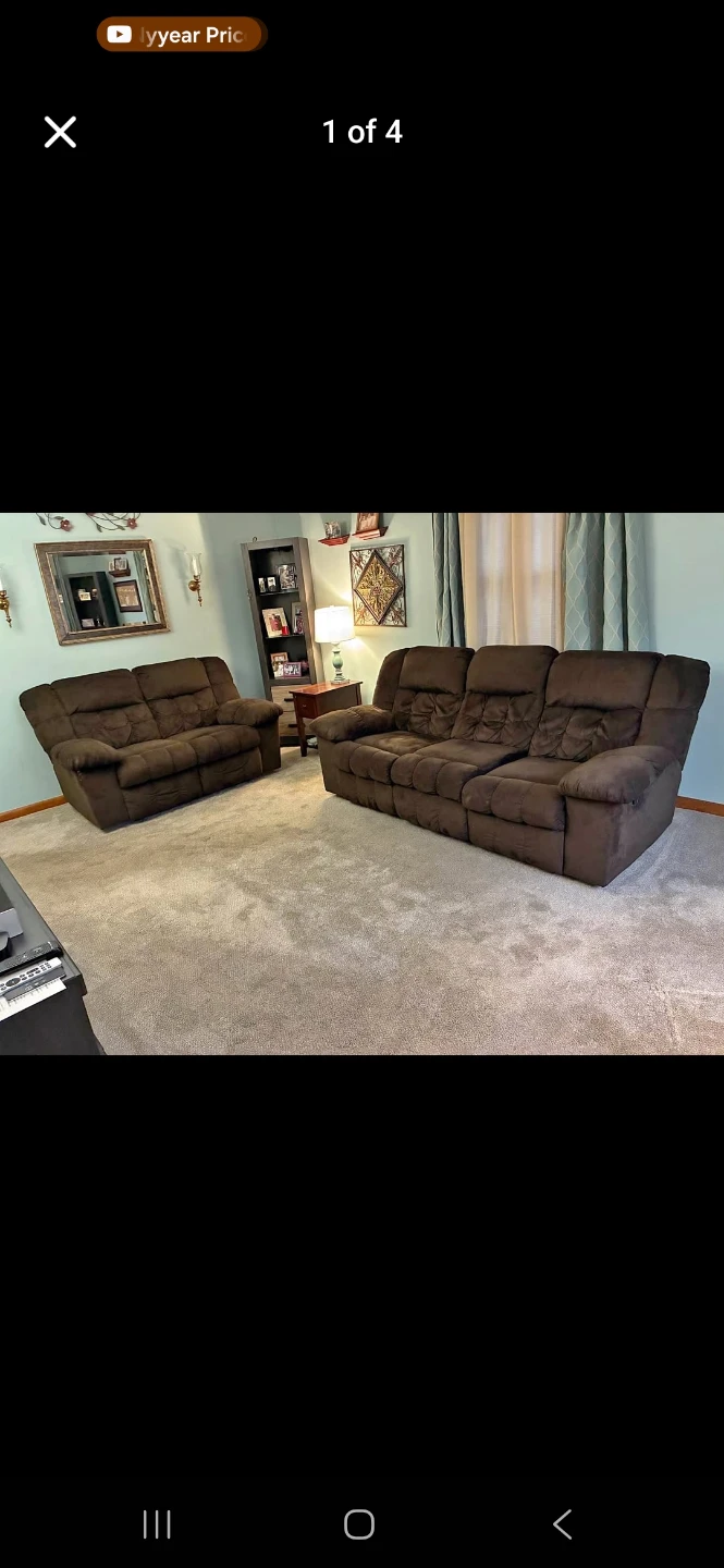 Brown Reclining Loveseat Sofa - photo 4