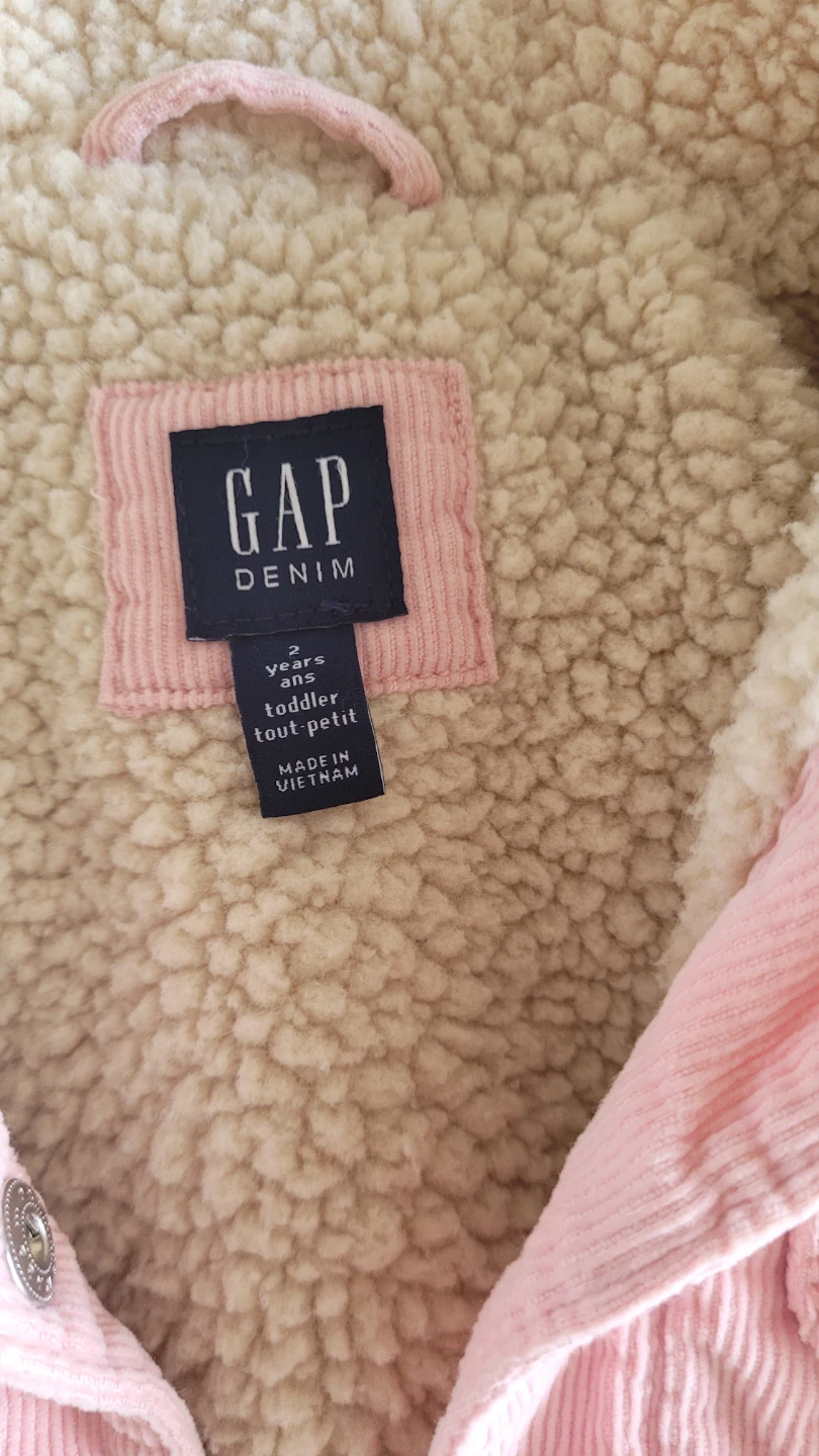 GAP DENIM Pink Corduroy Sherpa Lined Jacket - Toddler Size 2 - photo 2