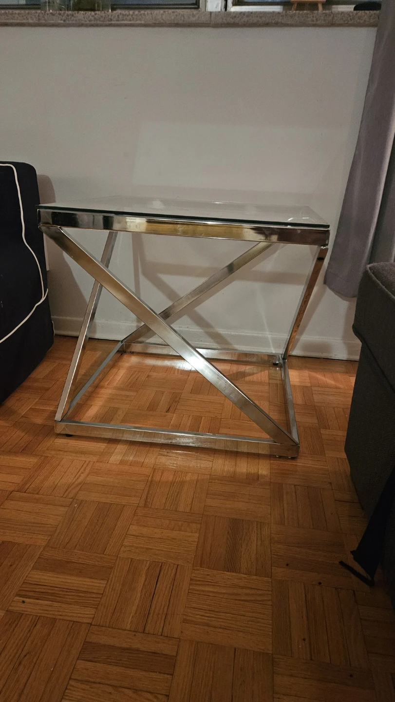 Chrome and Glass Side or Coffee Table from Brick - photo 2