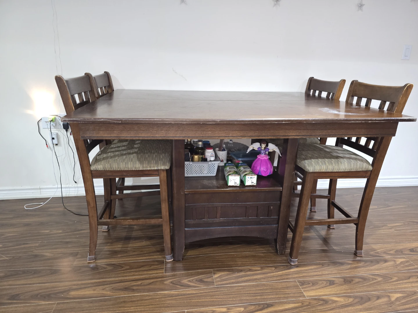 Wooden Counter Height Table and 6 Chairs Set - photo 2