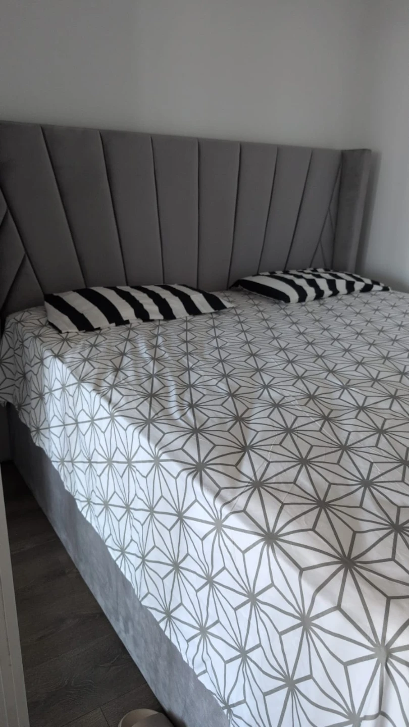 Grey Velvet Wingback Storage bed with Mattress