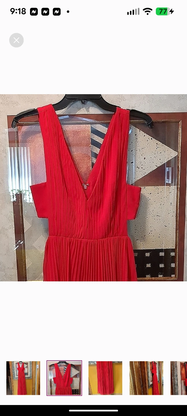 Fame and Partners Red Ruched V-Neck Backless Gown - photo 2