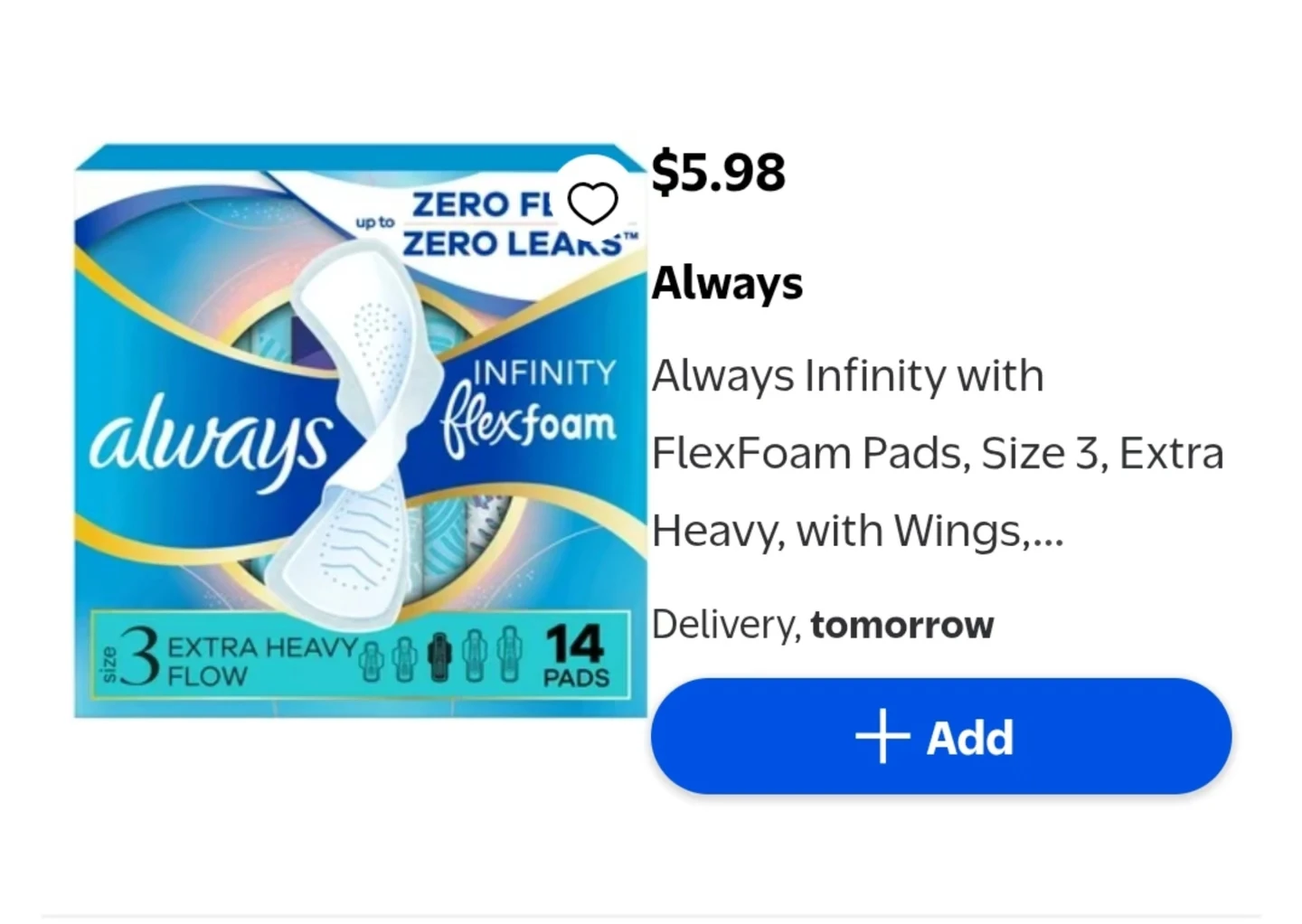 2pk Always Infinity FlexFoam Pads Size 3 Extra Heavy with Wings