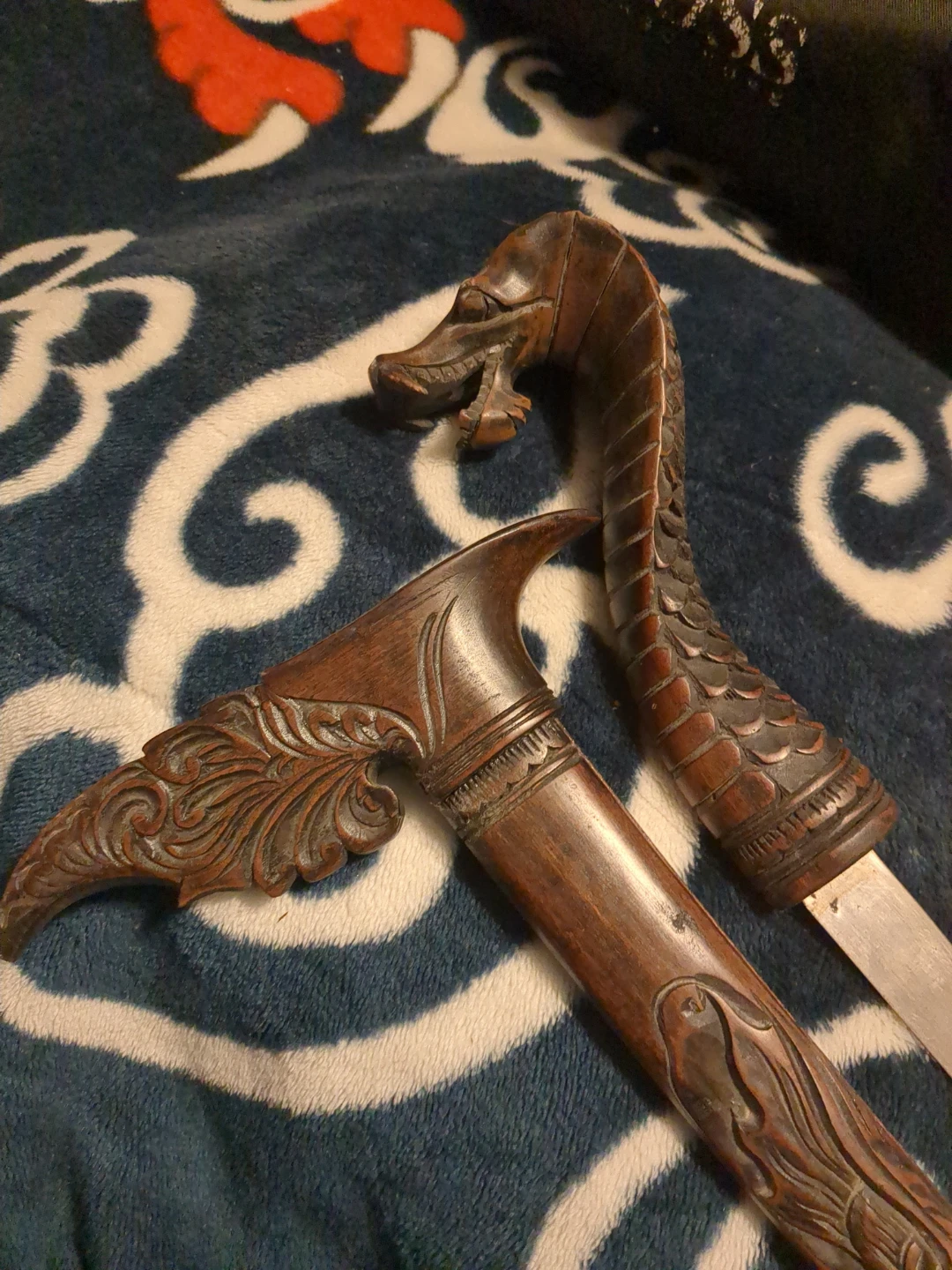 Antique Wooden sword with Dragon Carvings - photo 2