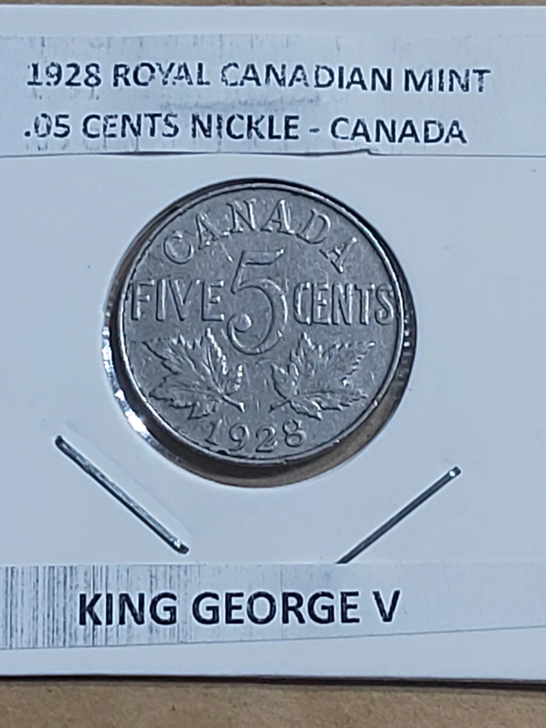 1928 Canada Five Cents Coin