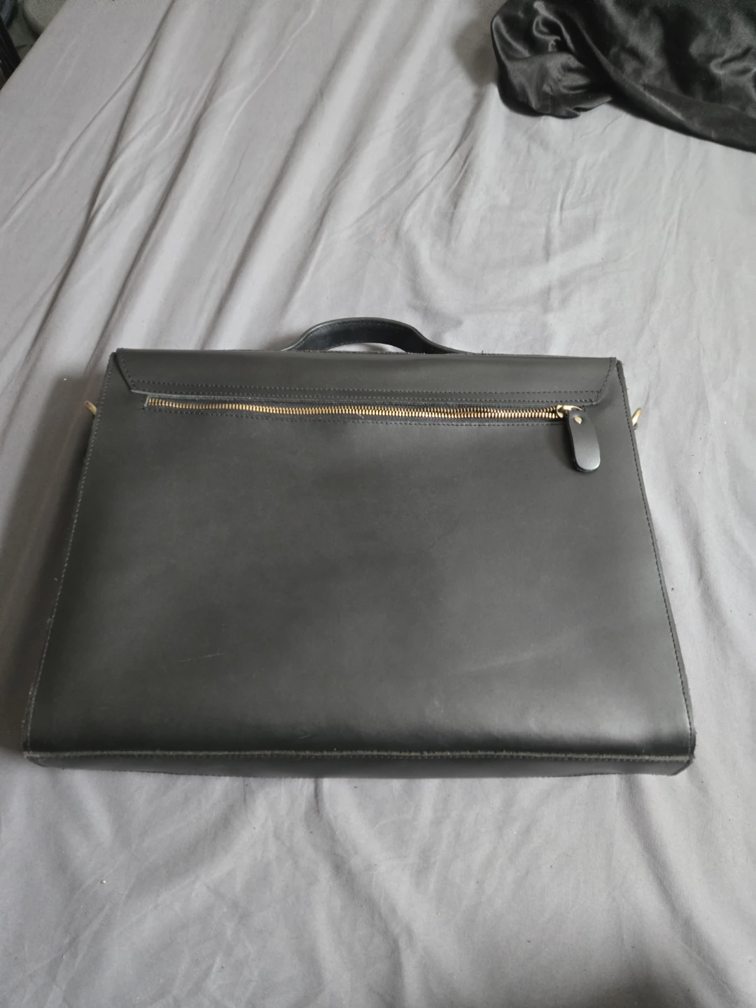 Black Leather Briefcase/Laptop Bag - photo 2