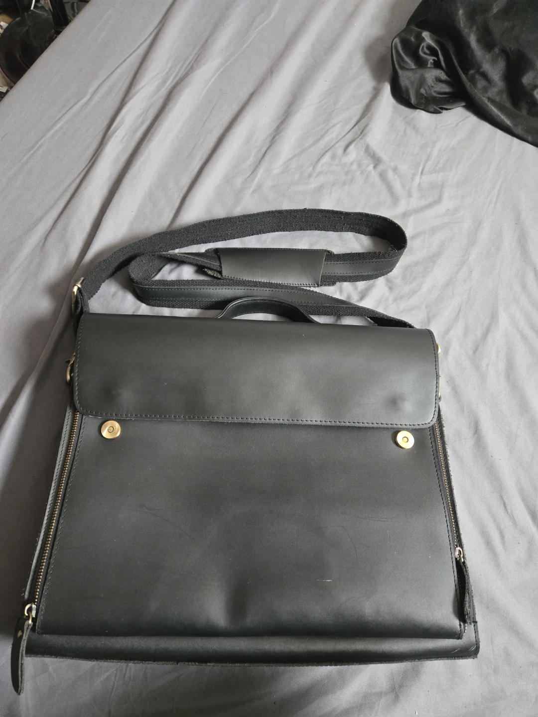 Black Leather Briefcase/Laptop Bag - photo 3
