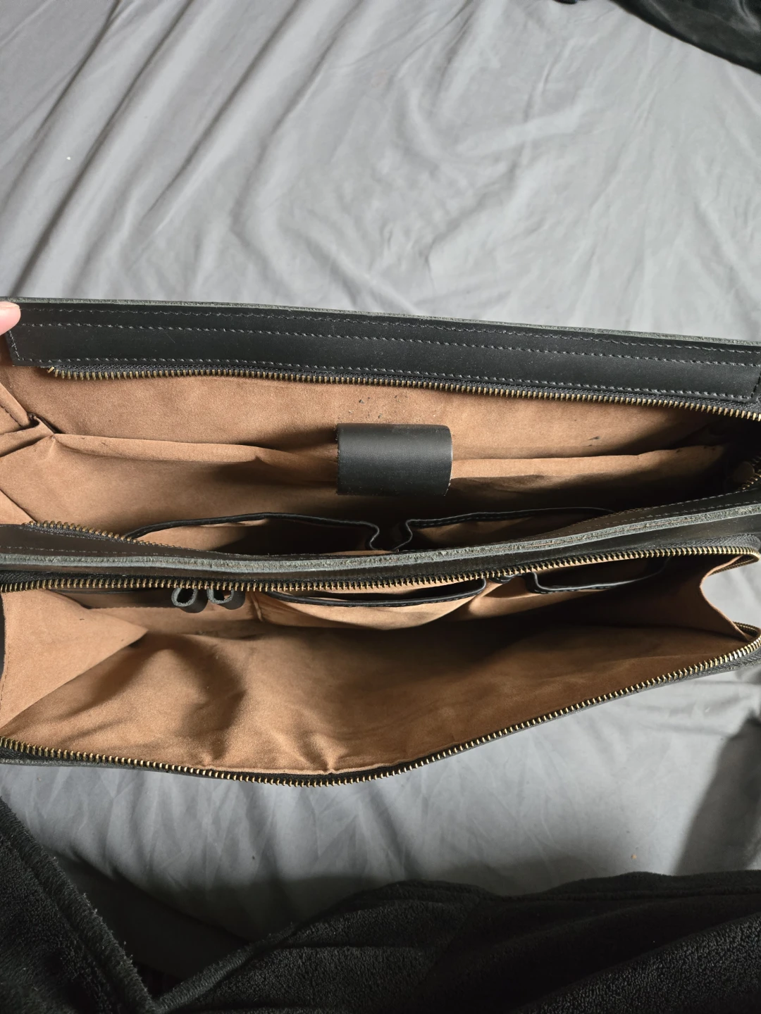 Black Leather Briefcase/Laptop Bag - photo 4