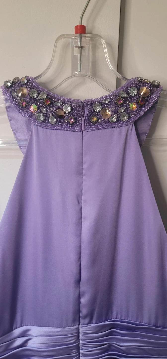 Lavender Halter Neck Beaded Formal Dress