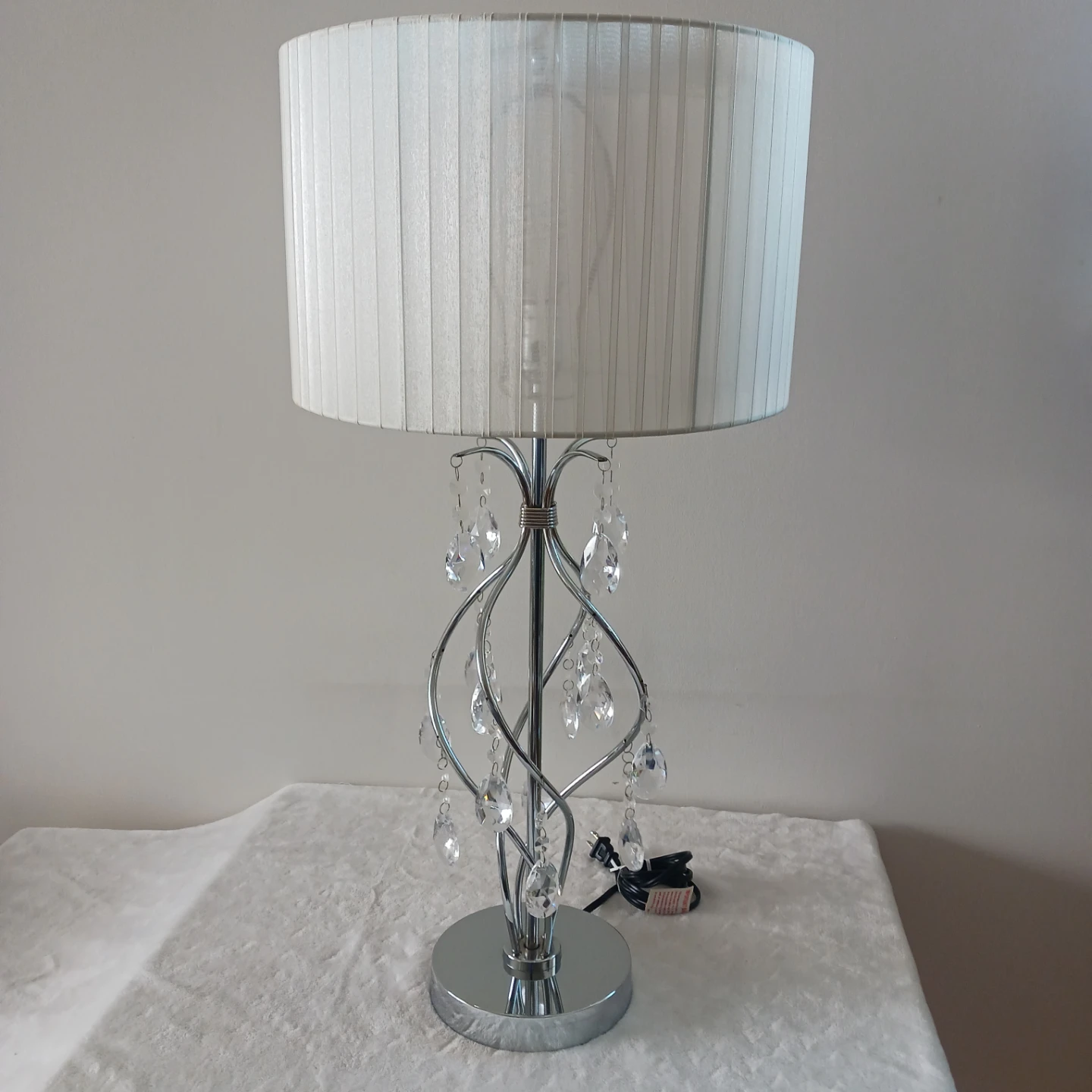 Modern Glam Crystal Table Lamp  Tall Chrome Accent