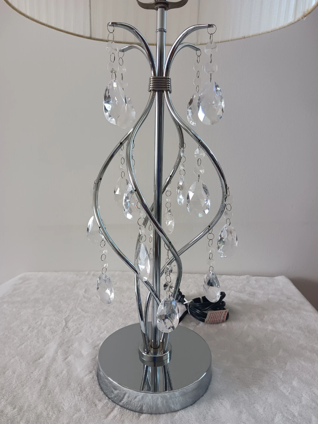 Modern Glam Crystal Table Lamp  Tall Chrome Accent - photo 5